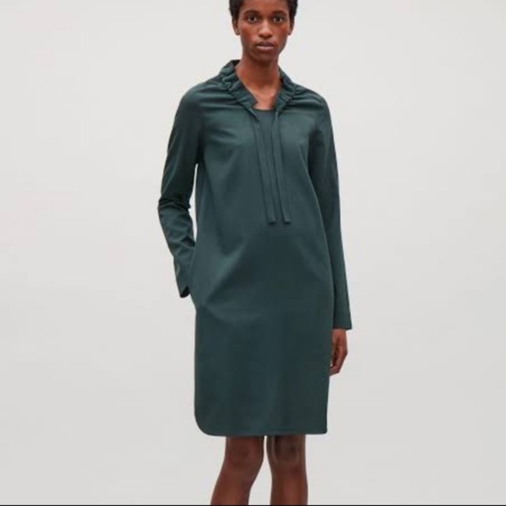Cos forest green long sleeve dress